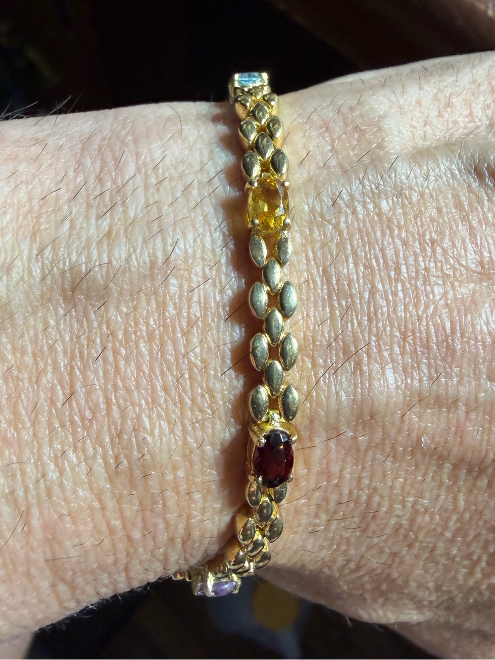 Vintage DBJ 925 sterling silver good tone multi gemstone tennis bracelet 7”